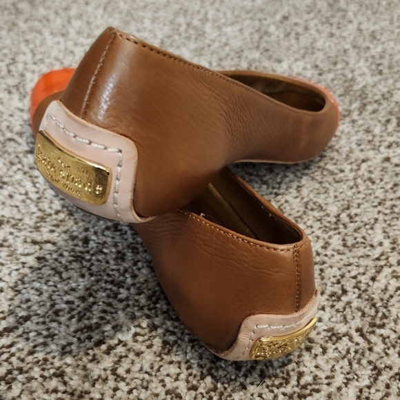 Kate Spade Brown Leather and Orange Patent Leather Women's Flats SZ 6.5 - Picture 3 of 9